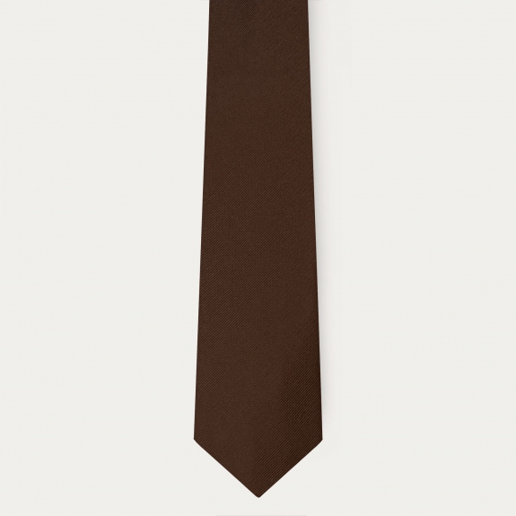 Brown silk necktie
