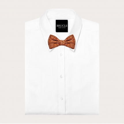 Marsala Orange Paisley Men's Bow Tie in Jacquard Silk