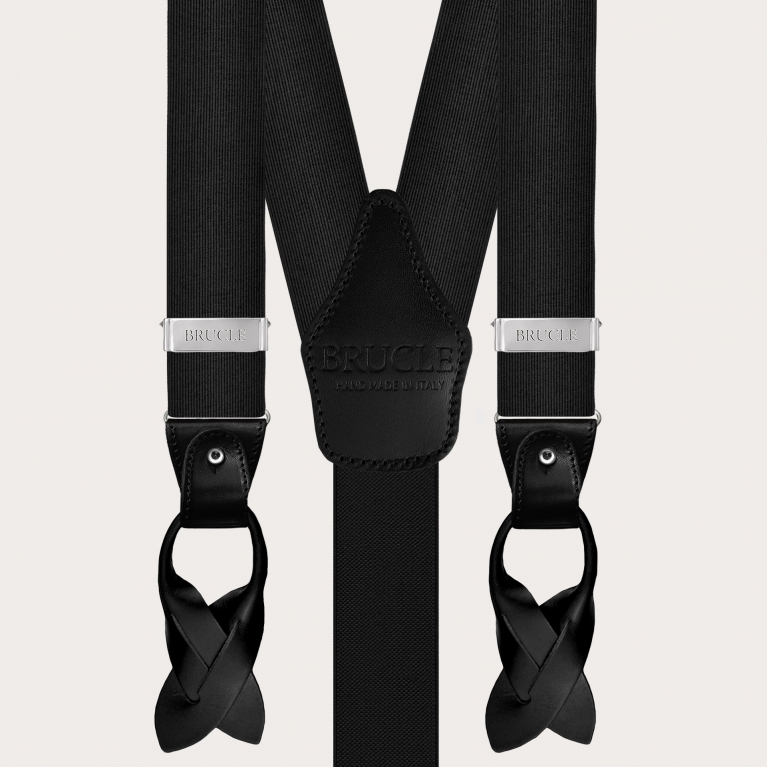 Formal Y-shape tubular suspenders, black