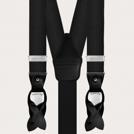 Formal Y-shape tubular suspenders, black