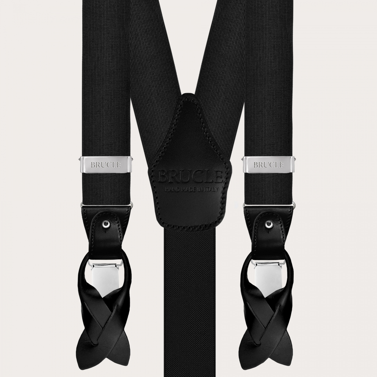 Bretelle Elastiche Da Uomo E Donna | Larghezza 2,5 Cm, Regolabili 80-105 Cm | Con Bottone A Clip | Nero