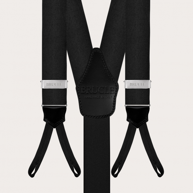 Formal Y-shape suspenders with braid runners, black