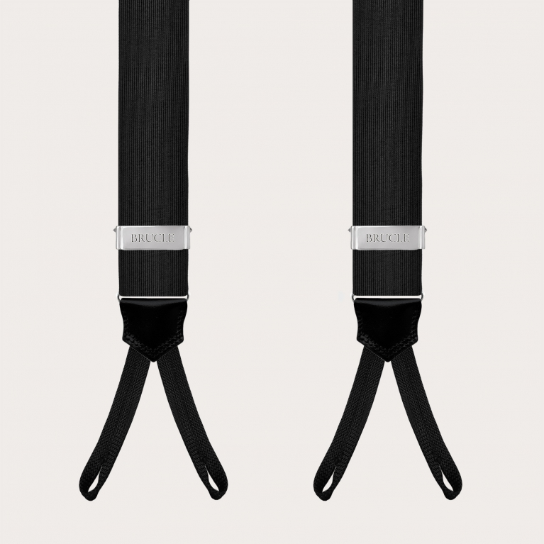 Formal Y-shape suspenders with braid runners, black
