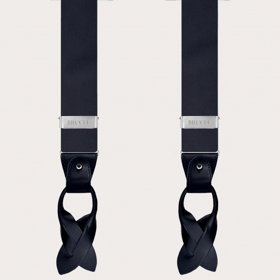 Tirantes hombre en seda, azul marino, sin níquel