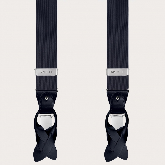 Tirantes hombre en seda, azul marino, sin níquel