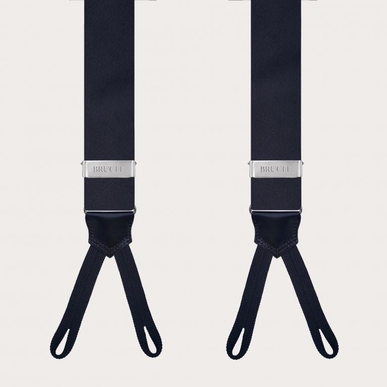 Formal Y-shape suspenders with braid runners, blue navy