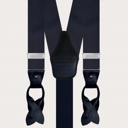 Hosenträger herren Nickelfrei aus seide, Navy blau