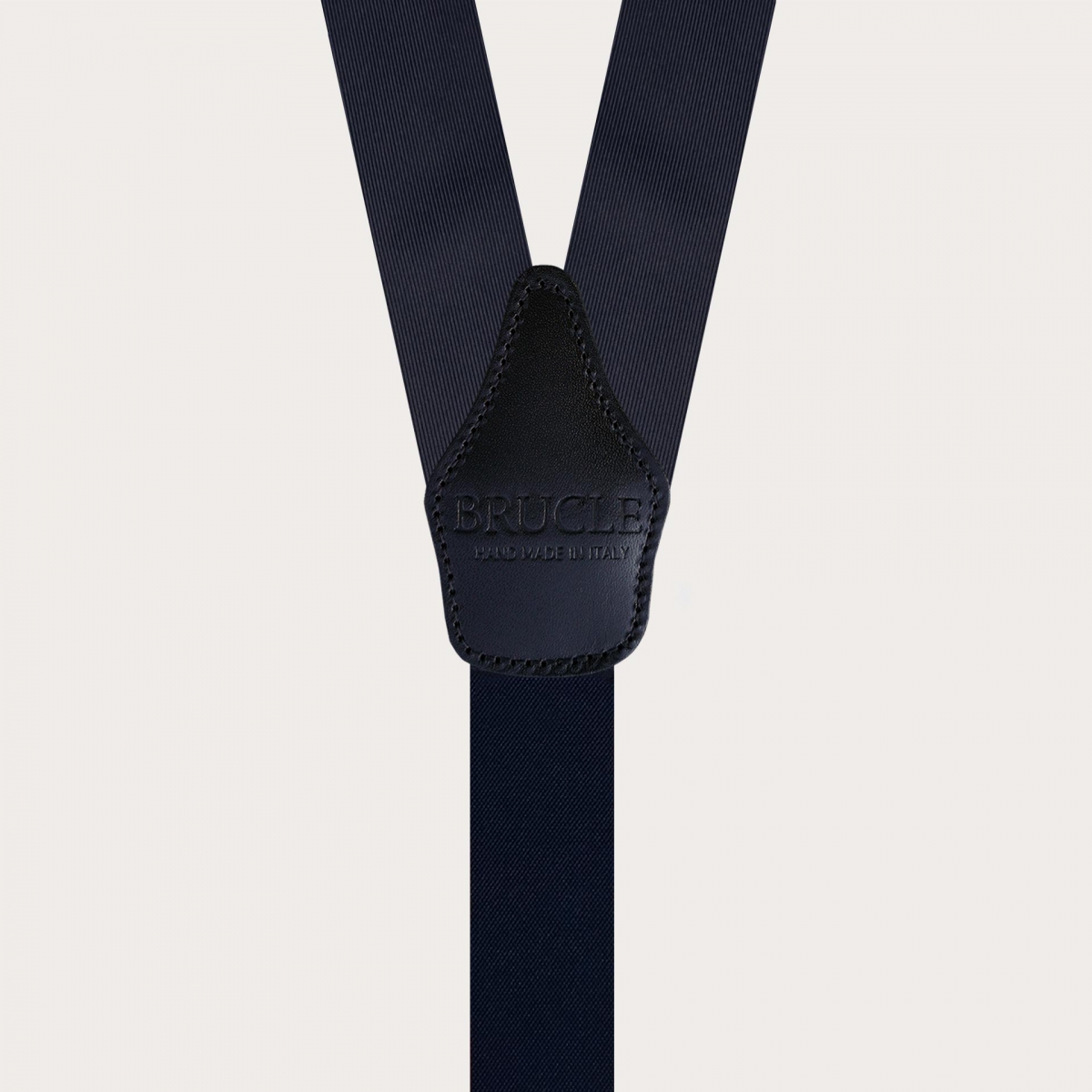 Formal Y-shape jacquard silk suspenders, navy blue, nickel free