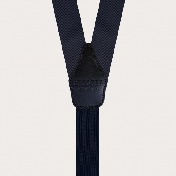 Bretelles pour homme en soie jacquard noire avec clips dorés