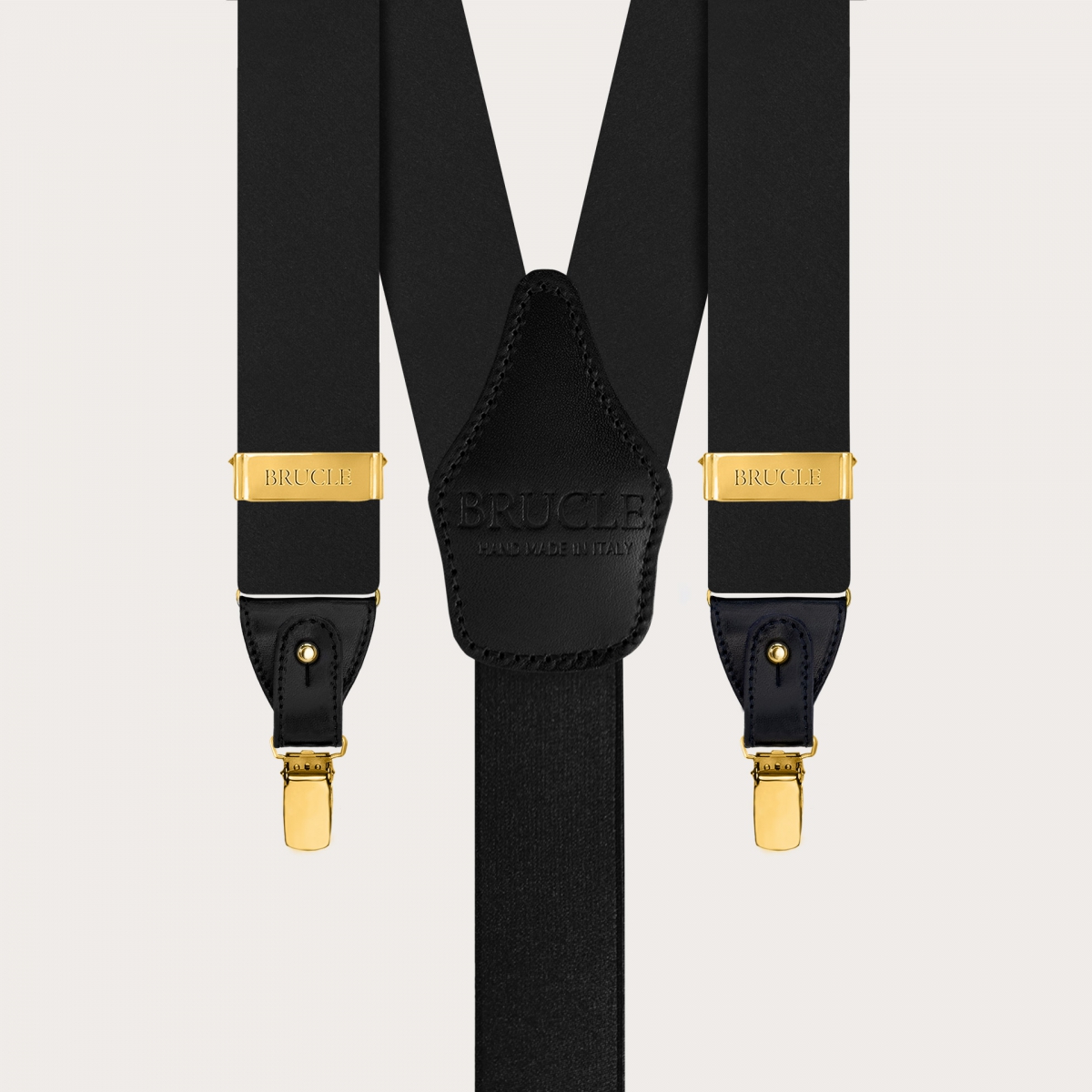 Tirantes negros de satén de seda de doble uso, botones o clips dorados