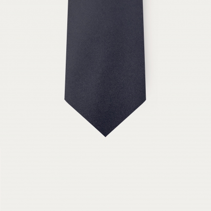 Navy blue satin silk tie