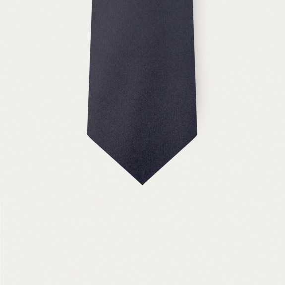 Cravate en satin de soie bleu marine
