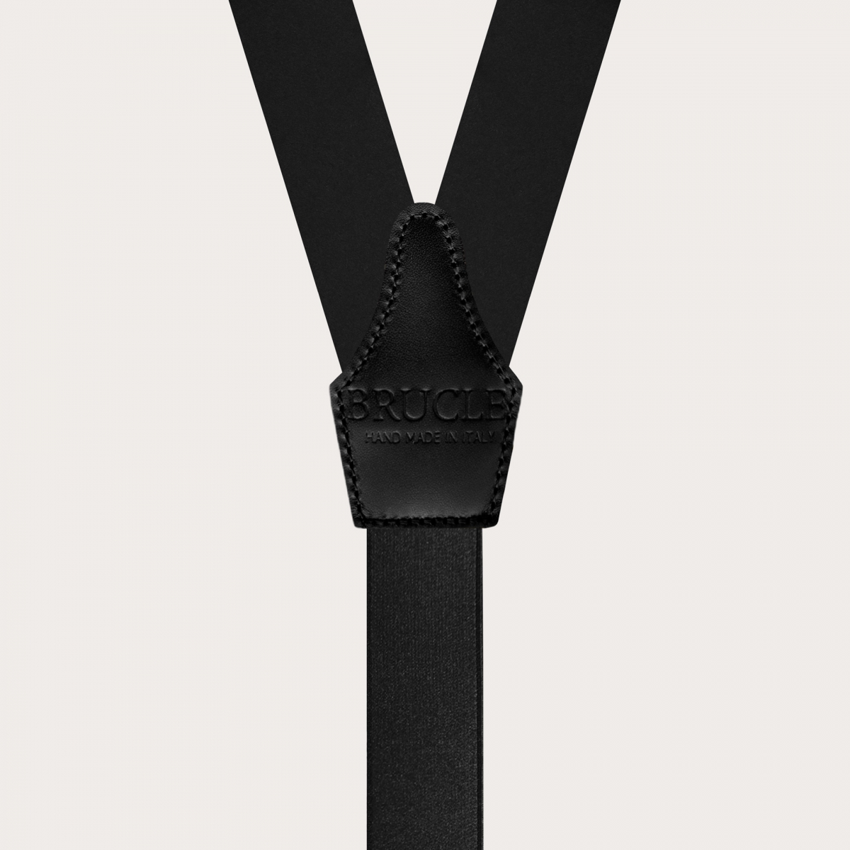 Black silk satin suspenders with buttonholes, with gold adjusters