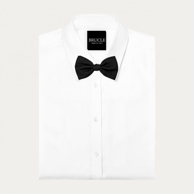 Klassische Fliege aus eleganter italienischer Jacquard-Seide, schwarz