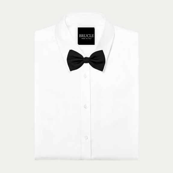 Classic bow tie in elegant Italian jacquard silk, black