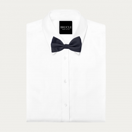 Navy blue silk satin bow tie