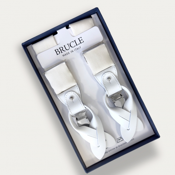 Jacquard-Seiden-weiße Hosenträger