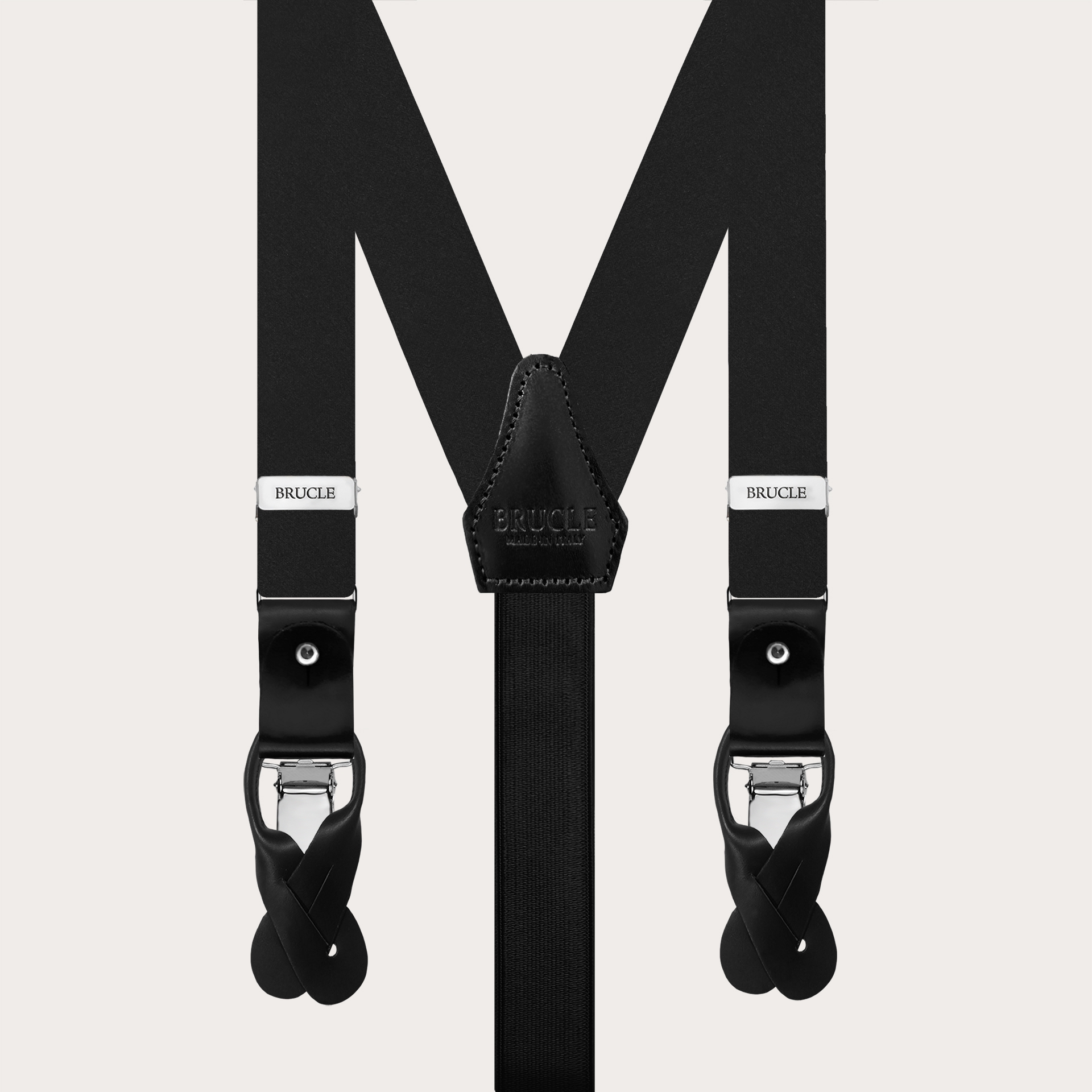 Tirantes negros estrechos de satén de seda para botones o clips