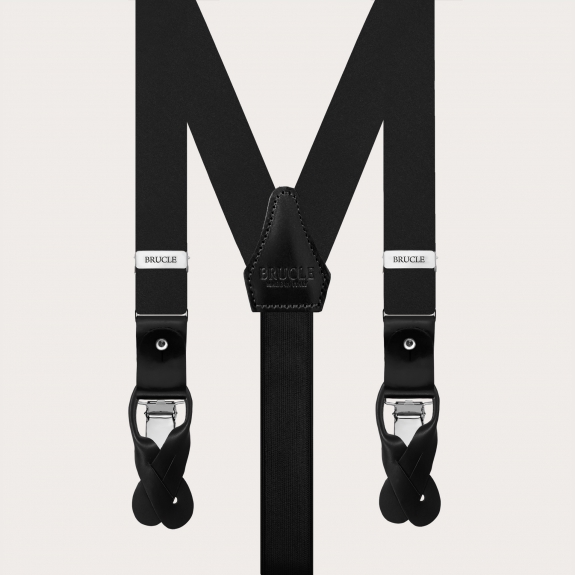 Bretelles fines noires en satin de soie pour boutons ou clips