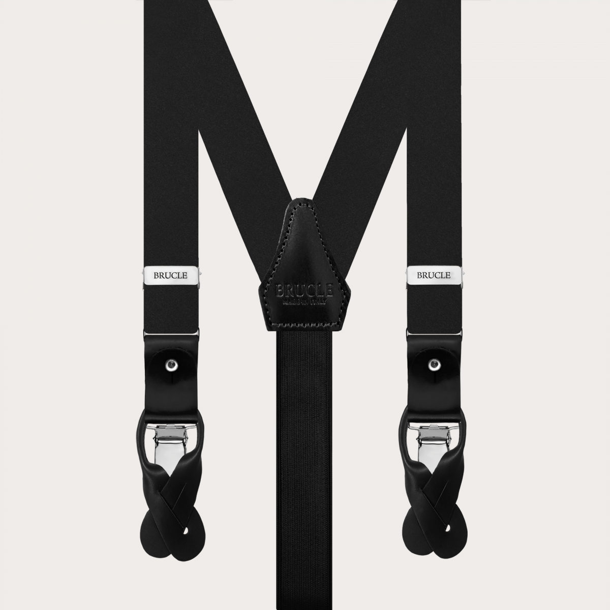 Bretelles fines noires en satin de soie pour boutons ou clips