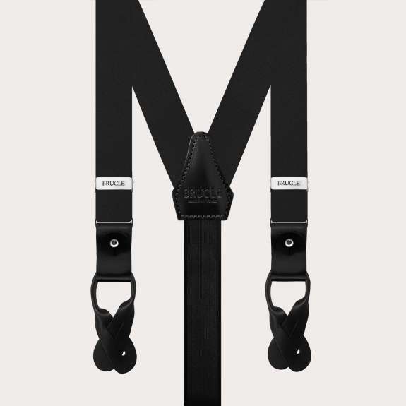 Bretelles fines noires en satin de soie pour boutons ou clips