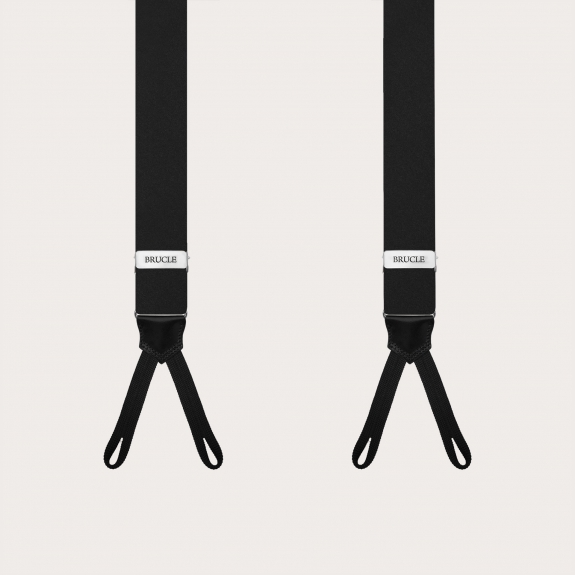 Bretelle nere strette in raso di seta con asole