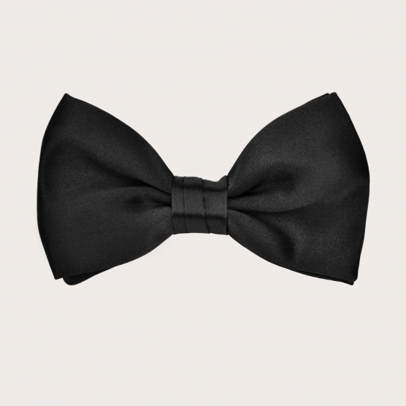 Package consisting of black button suspenders and black silk satin bow tie