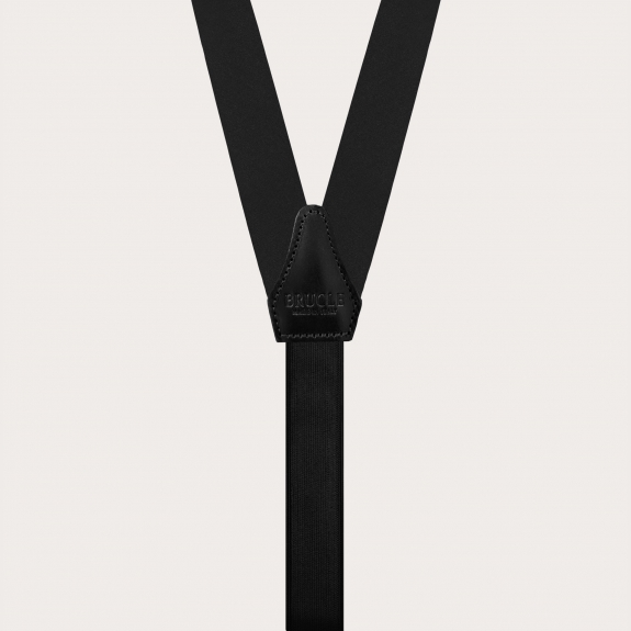 Bretelle nere strette in raso di seta con asole
