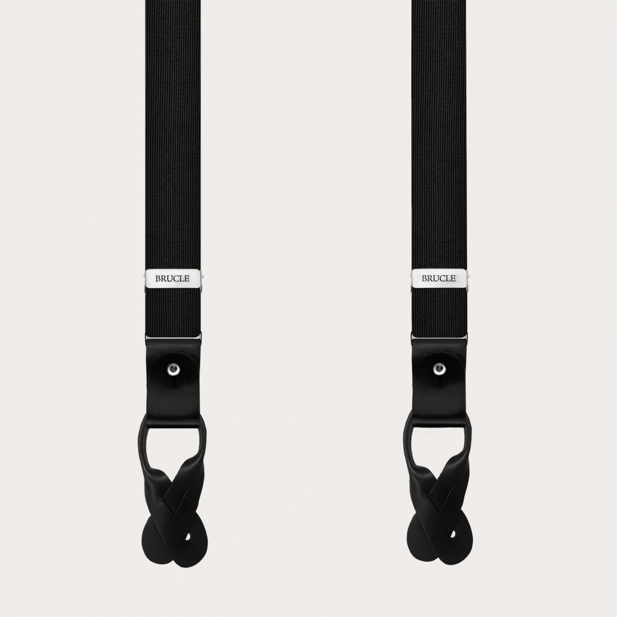 Black silk suspenders for buttons or clips