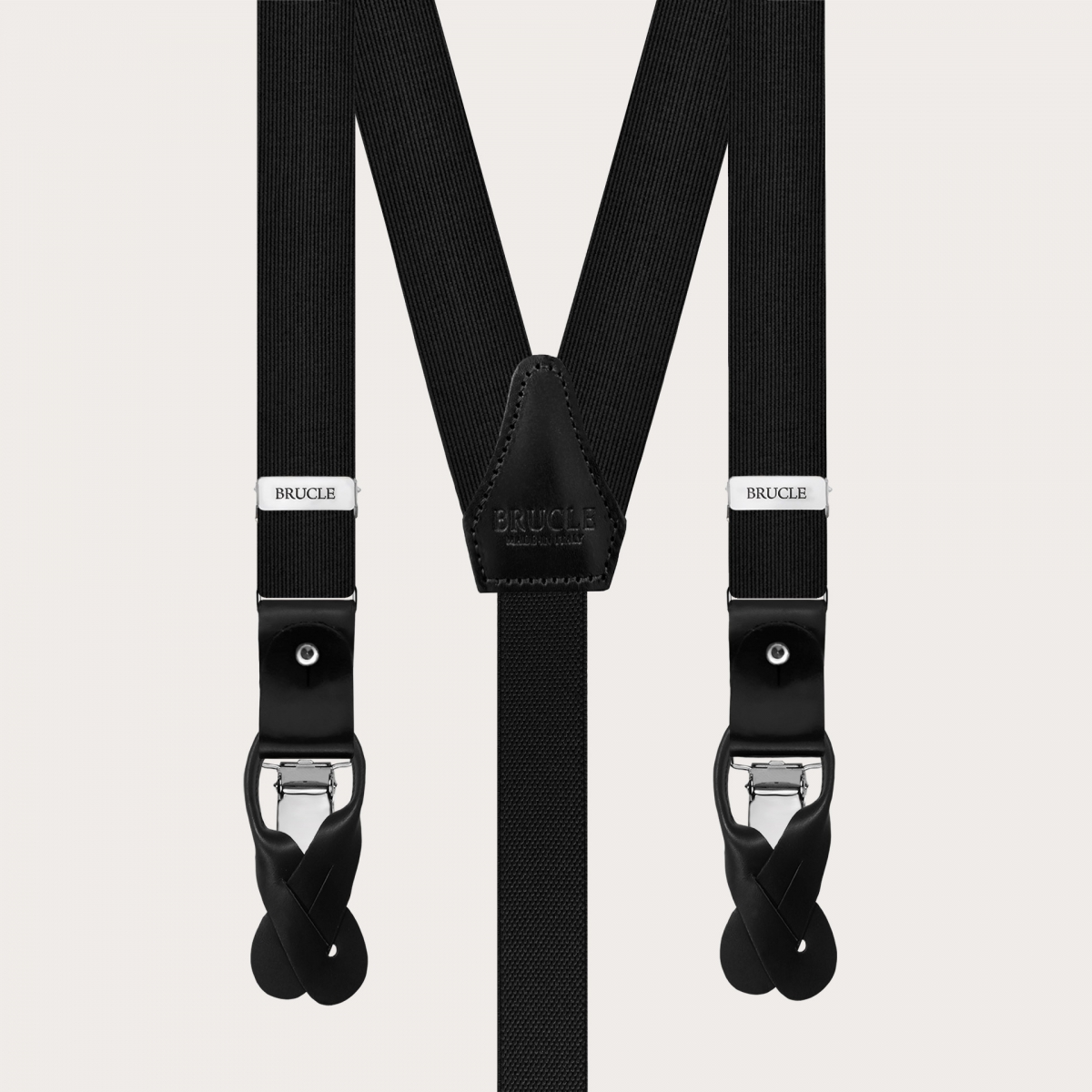 Bretelles noires en soie pour boutons ou clips