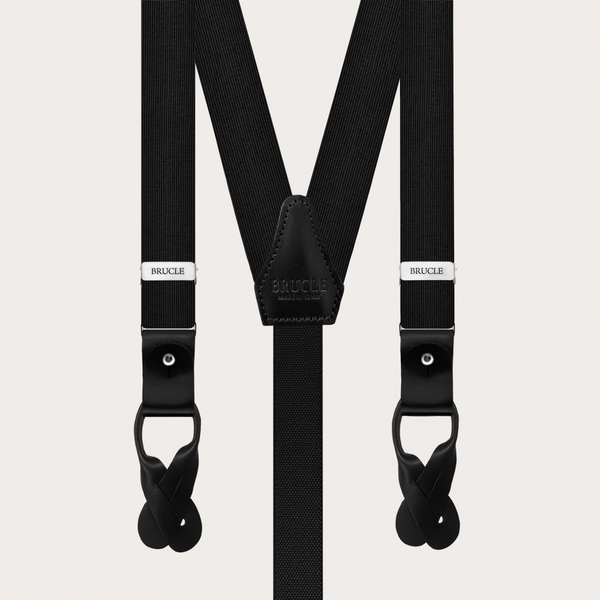 Bretelles noires en soie pour boutons ou clips