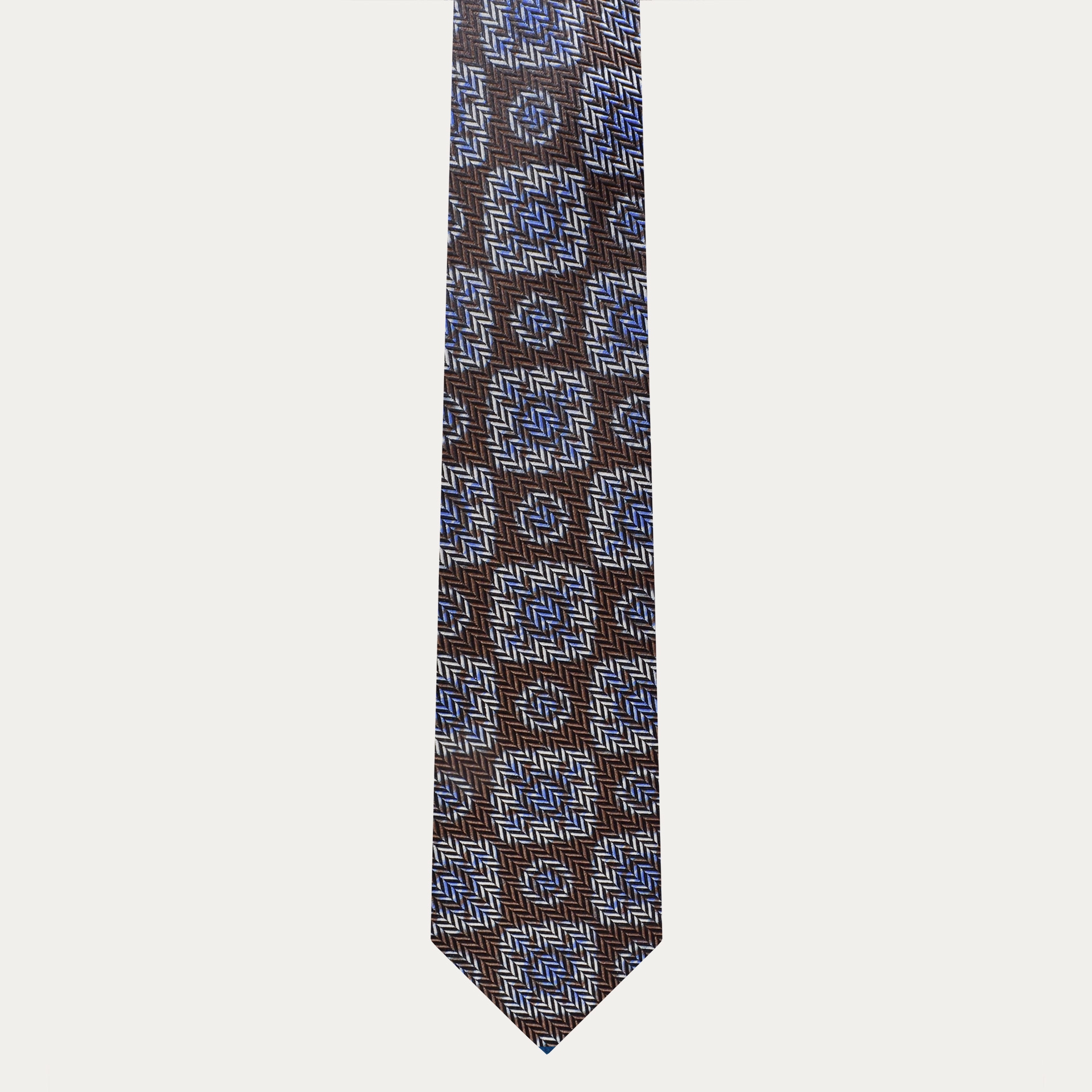 Subtle Pattern Tie Brown narrow silk tie with geometric pattern | BRUCLE