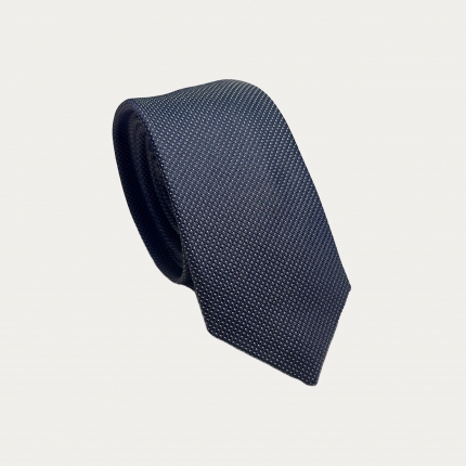 Cravate bleue à pois en soie jacquard