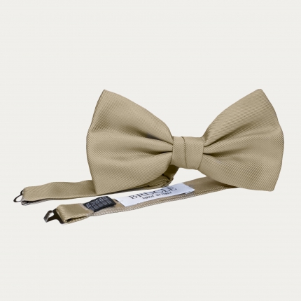 Men's champagne-colored silk pre-tied bow tie