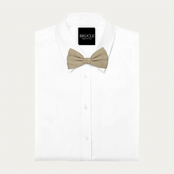 Men's champagne-colored silk pre-tied bow tie