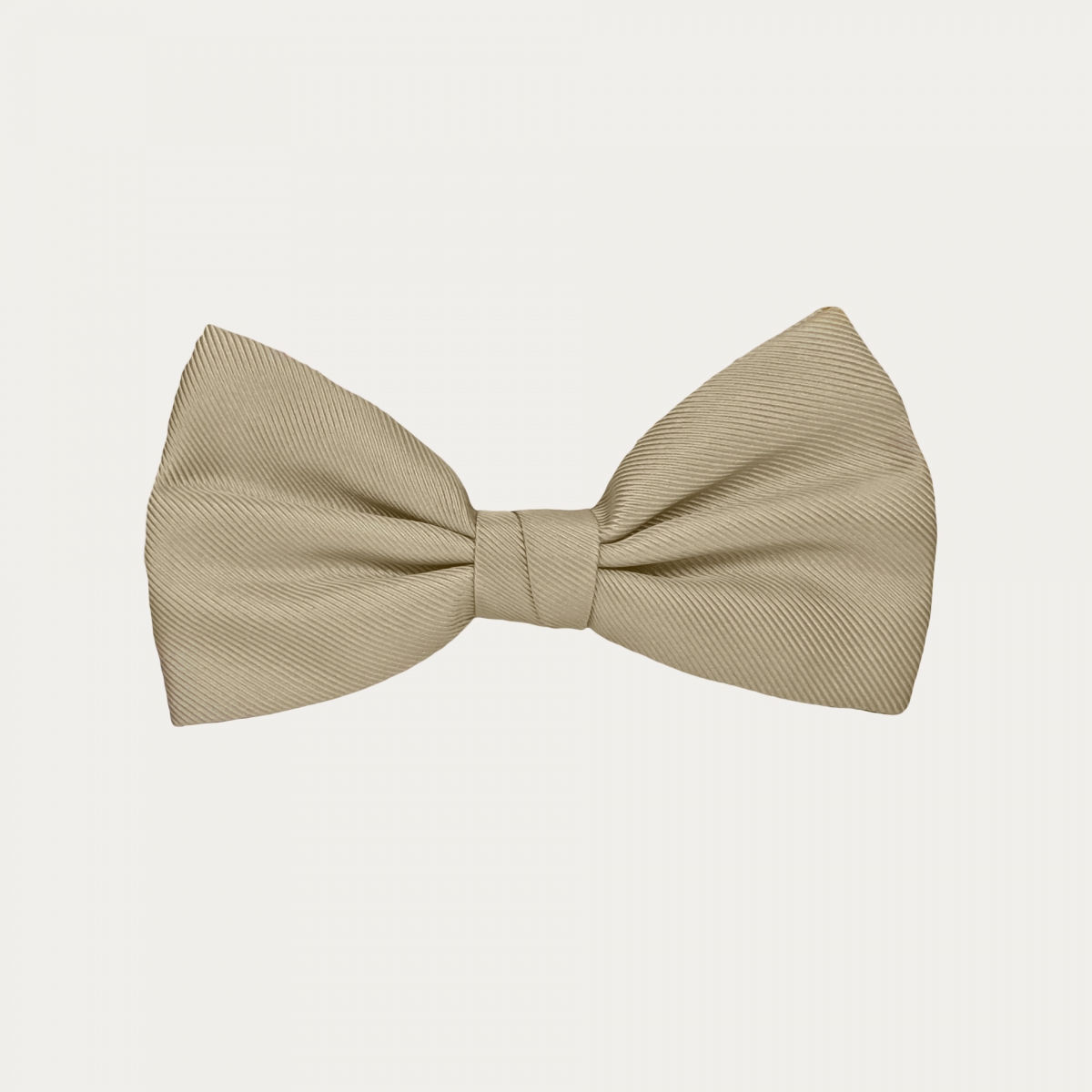 Men's champagne-colored silk pre-tied bow tie