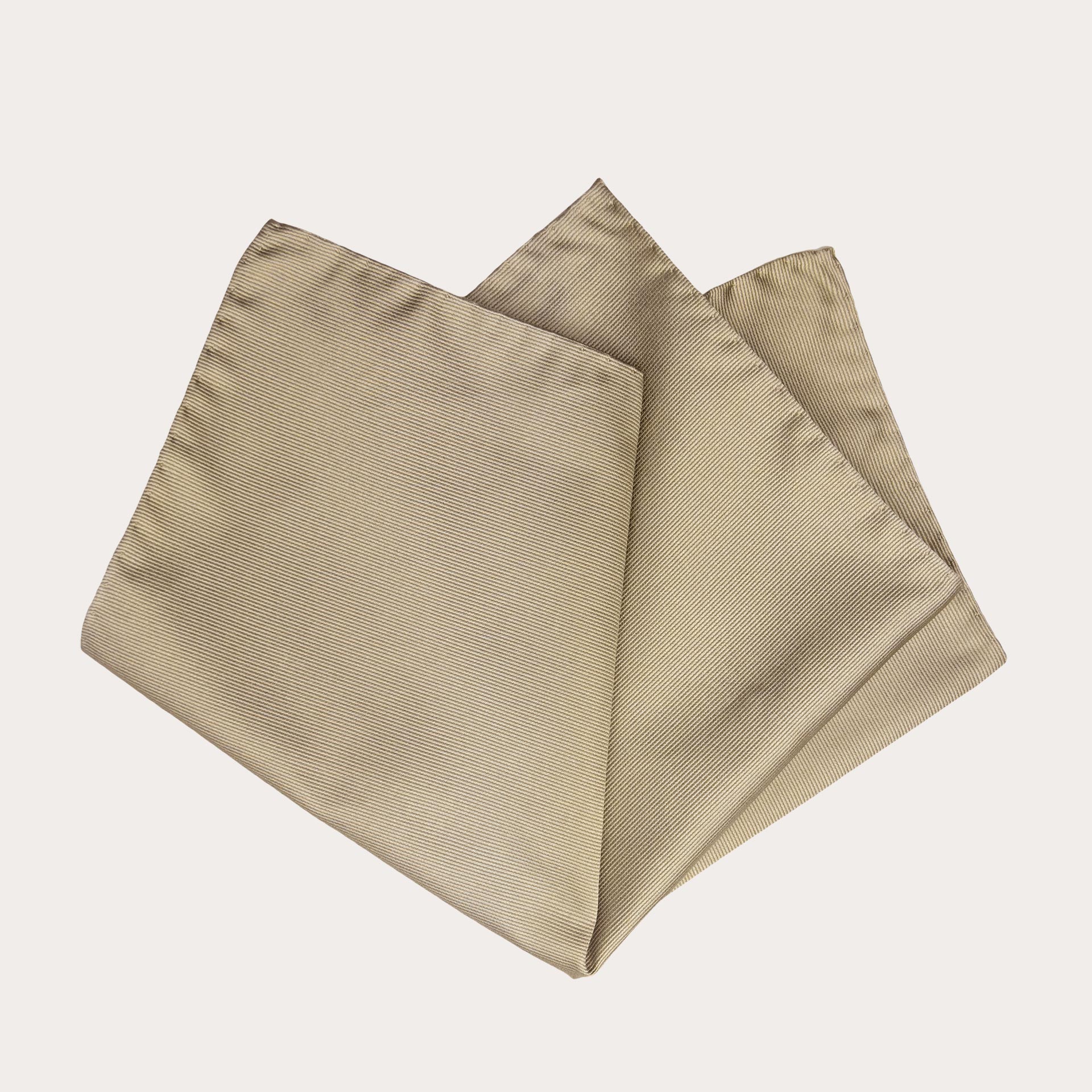 Men's pocket square in jacquard silk, champagne color