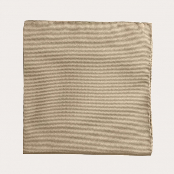 Men's pocket square in jacquard silk, ecru color