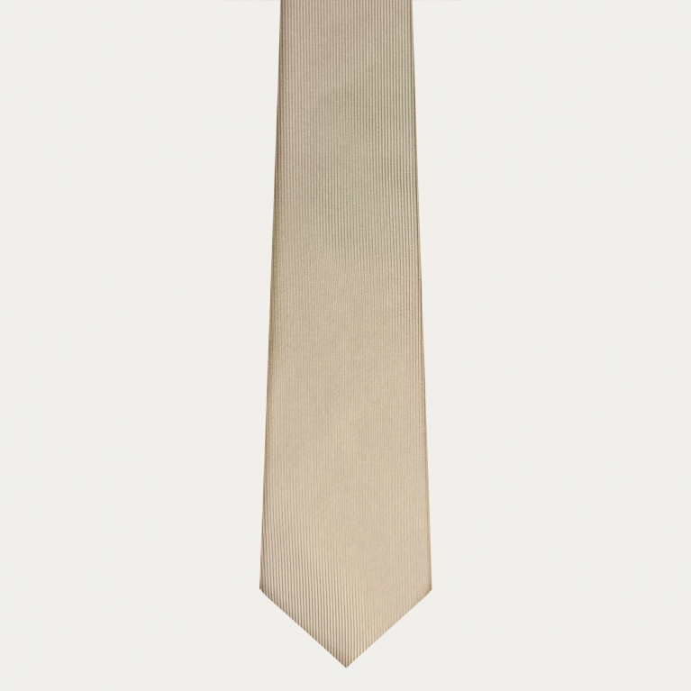 Cravate en soie couleur champagne de 8 cm