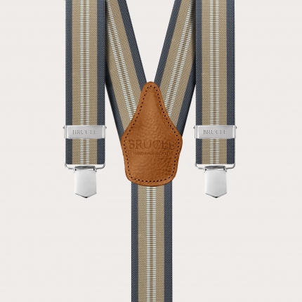 Set of elastic suspenders and silk champagne tie