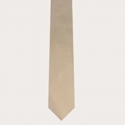 Cravatta stretta in seta color champagne