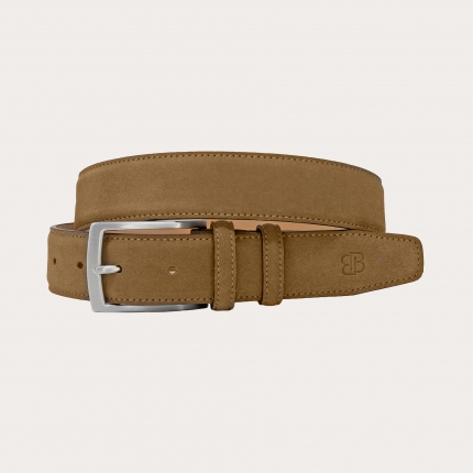 Terra brown suede belt with nickel-free buckle