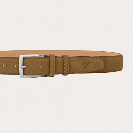 Terra brown suede belt with nickel-free buckle