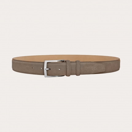 Mud-colored suede belt with nickel-free buckle