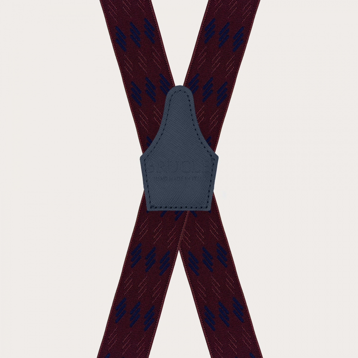 Tirantes anchos unisex burdeos con rayas azules, solo sujeción con clip