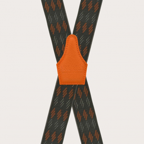 Bretelles en forme de X avec rayures vertes et oranges