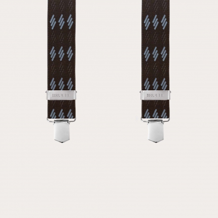 Tirantes anchos marrones con rayas azules, 4 tirantes y clips