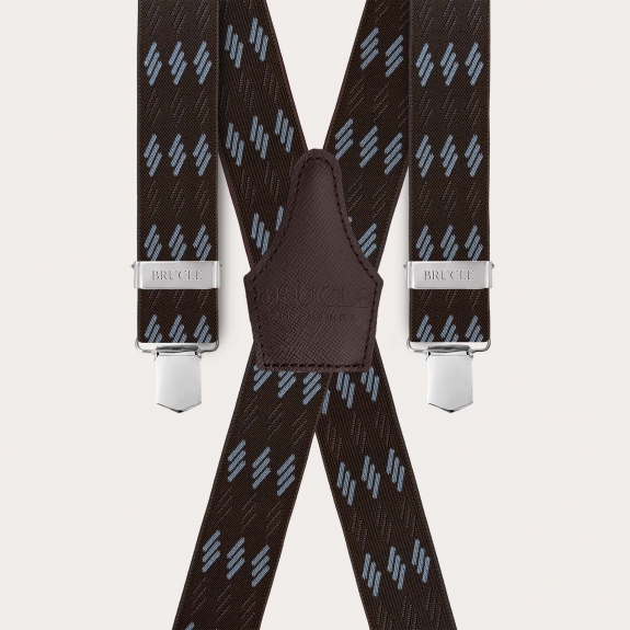 Tirantes anchos marrones con rayas azules, 4 tirantes y clips