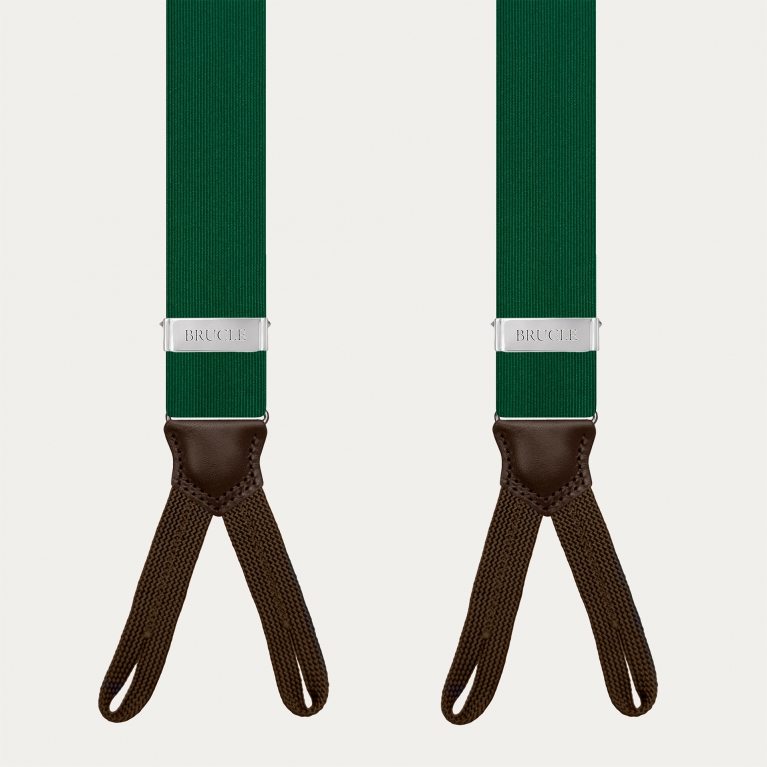 Green and brown silk suspenders with buttonholes