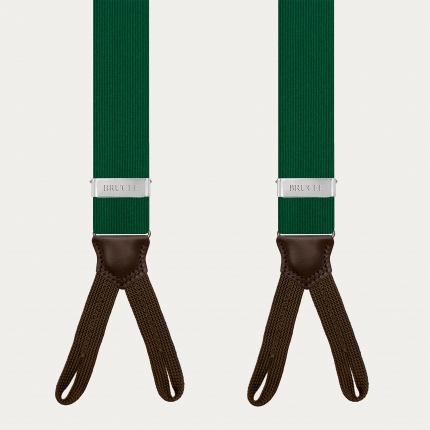 Green and brown silk suspenders with buttonholes